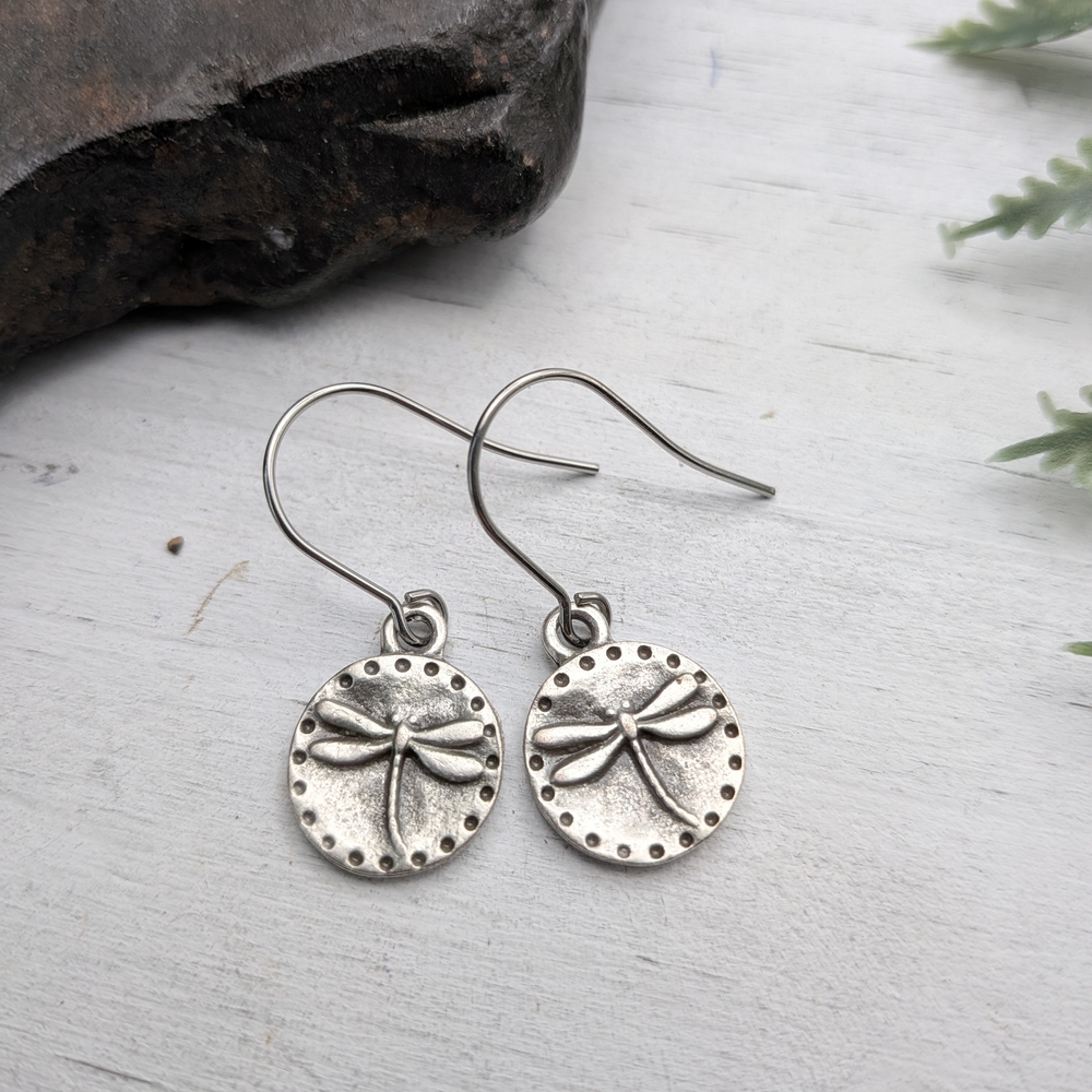 Elegant Silver Dragonfly Earrings